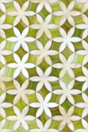 Chartreuse Mosaic Flower Tile | KitchAnn Style