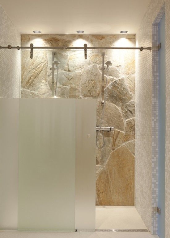 Partial frosted glass shower | KitchAnn Style