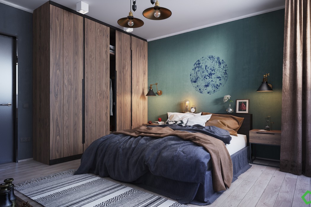 Loving this concpetual bedroom from Behance with The Green Hour inspirational wall.