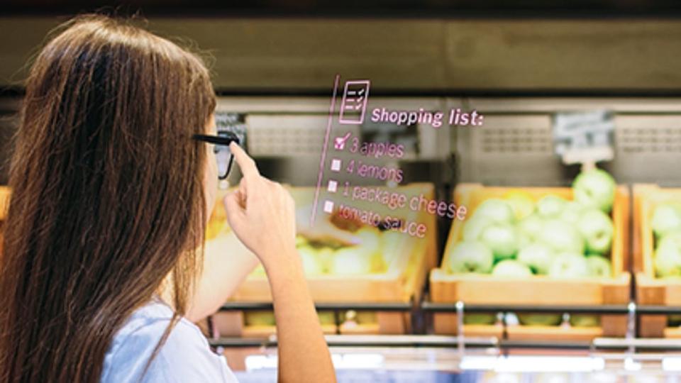 Bosch Smartglasses show heads up display shopping list