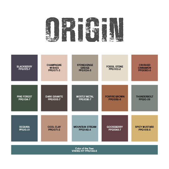 PPG Color of the Year for 2023 with Origin color story
